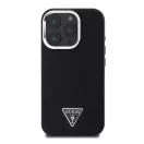 Guess Grained Triangle iPhone 16 Pro MagSafe kemény hátlap tok, fekete GUHMP16LPGTSPSK