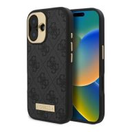   Guess 4G Logo Plate iPhone 16 Plus MagSafe kemény hátlap tok, fekete GUHMP16MU4GPRK