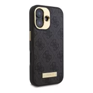   Guess 4G Logo Plate iPhone 16 Plus MagSafe kemény hátlap tok, fekete GUHMP16MU4GPRK