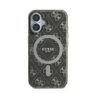 Guess IML 4G Background iPhone 16 MagSafe kemény hátlap tok, barna GUHMP16SH4DTEW