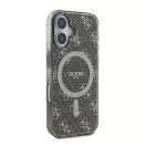 Guess IML 4G Background iPhone 16 MagSafe kemény hátlap tok, barna GUHMP16SH4DTEW