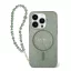 Guess IML Glitter iPhone 16 MagSafe kemény hátlap tok karpánttal, zöld GUHMP16SHGCRELSA