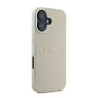   Guess Grained Ring iPhone 16 MagSafe kemény hátlap tok, bézs GUHMP16SPGHSMME