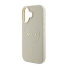 Guess Grained Ring iPhone 16 MagSafe kemény hátlap tok, bézs GUHMP16SPGHSMME