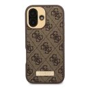 Guess 4G Logo Plate iPhone 16 Plus MagSafe kemény hátlap tok, barna GUHMP16MU4GPRK