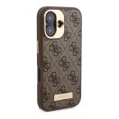Guess 4G Logo Plate iPhone 16 Plus MagSafe kemény hátlap tok, barna GUHMP16MU4GPRK