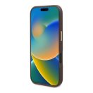 Guess 4G Logo Plate iPhone 16 Plus MagSafe kemény hátlap tok, barna GUHMP16MU4GPRK