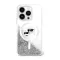 Karl Lagerfeld Liquid Glitter Karl&Choupette Head iPhone 16 Pro Max Magsafe hátlap tok, átlátszó KLHMP16XLGKCSGH