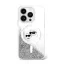 Karl Lagerfeld Liquid Glitter Karl&Choupette Head iPhone 16 Pro Max Magsafe hátlap tok, átlátszó KLHMP16XLGKCSGH