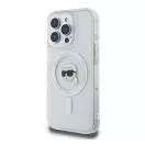 Karl Lagerfeld IML Metal Karl Head iPhone 16 Pro Max MagSafe kemény hátlap tok, fehér KLHMP16XHLSKIH