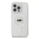 Karl Lagerfeld IML Metal Karl Head iPhone 16 Pro Max MagSafe kemény hátlap tok, fehér KLHMP16XHLSKIH