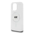 Karl Lagerfeld IML Metal Karl Head iPhone 16 Pro Max MagSafe kemény hátlap tok, fehér KLHMP16XHLSKIH