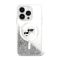 Karl Lagerfeld Liquid Glitter Karl&Choupette Head iPhone 16 Magsafe hátlap tok, átlátszó KLHMP16SLGKCSGH