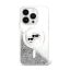 Karl Lagerfeld Liquid Glitter Karl&Choupette Head iPhone 16 Pro Magsafe hátlap tok, átlátszó KLHMP16LLGKCSGH