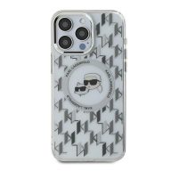   Karl Lagerfeld IML Monogram Karl&Choupette Head iPhone 16 Pro hátlap tok, átlátszó KLHMP16LHMCKMHT