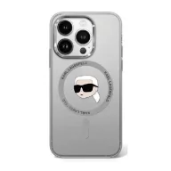   Karl Lagerfeld IML Metal Karl Head iPhone 16 Pro MagSafe kemény hátlap tok, fekete KLHMP16LHLSKIK