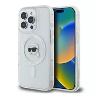   Karl Lagerfeld IML Metal Karl Head iPhone 16 Pro MagSafe kemény hátlap tok, fehér KLHMP16LHLSKIH
