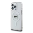 Karl Lagerfeld IML Metal Karl Head iPhone 16 Pro MagSafe kemény hátlap tok, fehér KLHMP16LHLSKIH