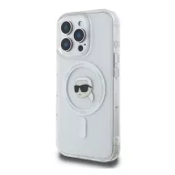   Karl Lagerfeld IML Metal Karl Head iPhone 16 Pro MagSafe kemény hátlap tok, fehér KLHMP16LHLSKIH