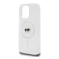   Karl Lagerfeld IML Metal Karl Head iPhone 16 Pro MagSafe kemény hátlap tok, fehér KLHMP16LHLSKIH