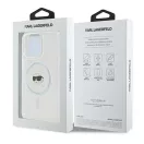 Karl Lagerfeld IML Metal Karl Head iPhone 16 Pro MagSafe kemény hátlap tok, fehér KLHMP16LHLSKIH