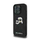 Karl Lagerfeld Monogram Karl&Chaoupette Head Pin iPhone 16 Pro kemény hátlap tok, fekete KLHCP16LPGKLKCPK