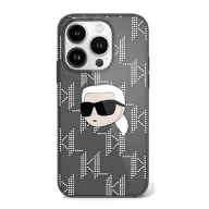   Karl Lagerfeld IML Karl Head Electroplated iPhone 16 Pro kemény hátlap tok, fekete KLHCP16LHKLPKHK