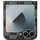 DKNY PU Leather Checkered Pattern and Stripe Samsung Galaxy Z Flip 6 / Flip 7 FE hátlap tok, fekete