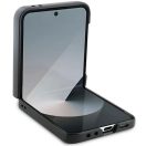 DKNY PU Leather Checkered Pattern and Stripe Samsung Galaxy Z Flip 6 / Flip 7 FE hátlap tok, fekete