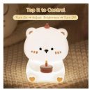 Art Deco szülinapos maci alakú éjjeli lámpa, USB, 1200mAh, fehér