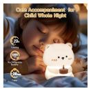 Art Deco szülinapos maci alakú éjjeli lámpa, USB, 1200mAh, fehér