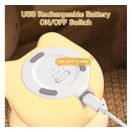 Art Deco szülinapos maci alakú éjjeli lámpa, USB, 1200mAh, fehér