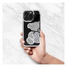 Teddy Bear iPhone 14 csillogó köves tok, ezüst