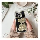 Teddy Bear iPhone 14 Pro csillogó köves tok, arany