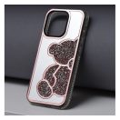 Teddy Bear iPhone 7 / 8 / SE 2020 / SE 2022 csillogó köves tok, rózsaszín