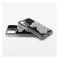 Teddy Bear iPhone 15 csillogó köves tok, ezüst