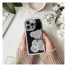 Teddy Bear iPhone 15 csillogó köves tok, ezüst