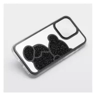 Teddy Bear iPhone 13 Pro csillogó köves tok, fekete