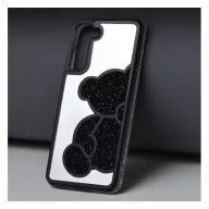   Teddy Bear Samsung Galaxy A35 5G csillogó köves tok, fekete