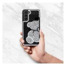 Teddy Bear Samsung Galaxy A35 5G csillogó köves tok, ezüst