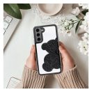Teddy Bear Samsung Galaxy A55 5G csillogó köves tok, fekete