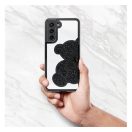 Teddy Bear Samsung Galaxy A55 5G csillogó köves tok, fekete