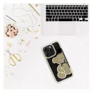 Teddy Bear iPhone 16 csillogó köves tok, arany