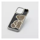 Teddy Bear iPhone 16 csillogó köves tok, arany