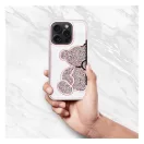 Teddy Bear iPhone 16 csillogó köves tok, rózsaszín
