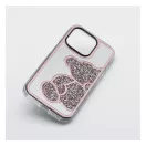 Teddy Bear iPhone 16 csillogó köves tok, rózsaszín