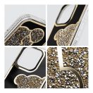 Teddy Bear iPhone 16 Plus csillogó köves tok, arany