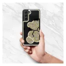 Teddy Bear Samsung Galaxy A13 5G / A04S csillogó köves tok, arany