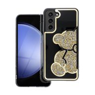 Teddy Bear Samsung Galaxy A13 4G csillogó köves tok, arany