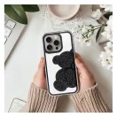 Teddy Bear iPhone 14 Pro Max csillogó köves tok, fekete